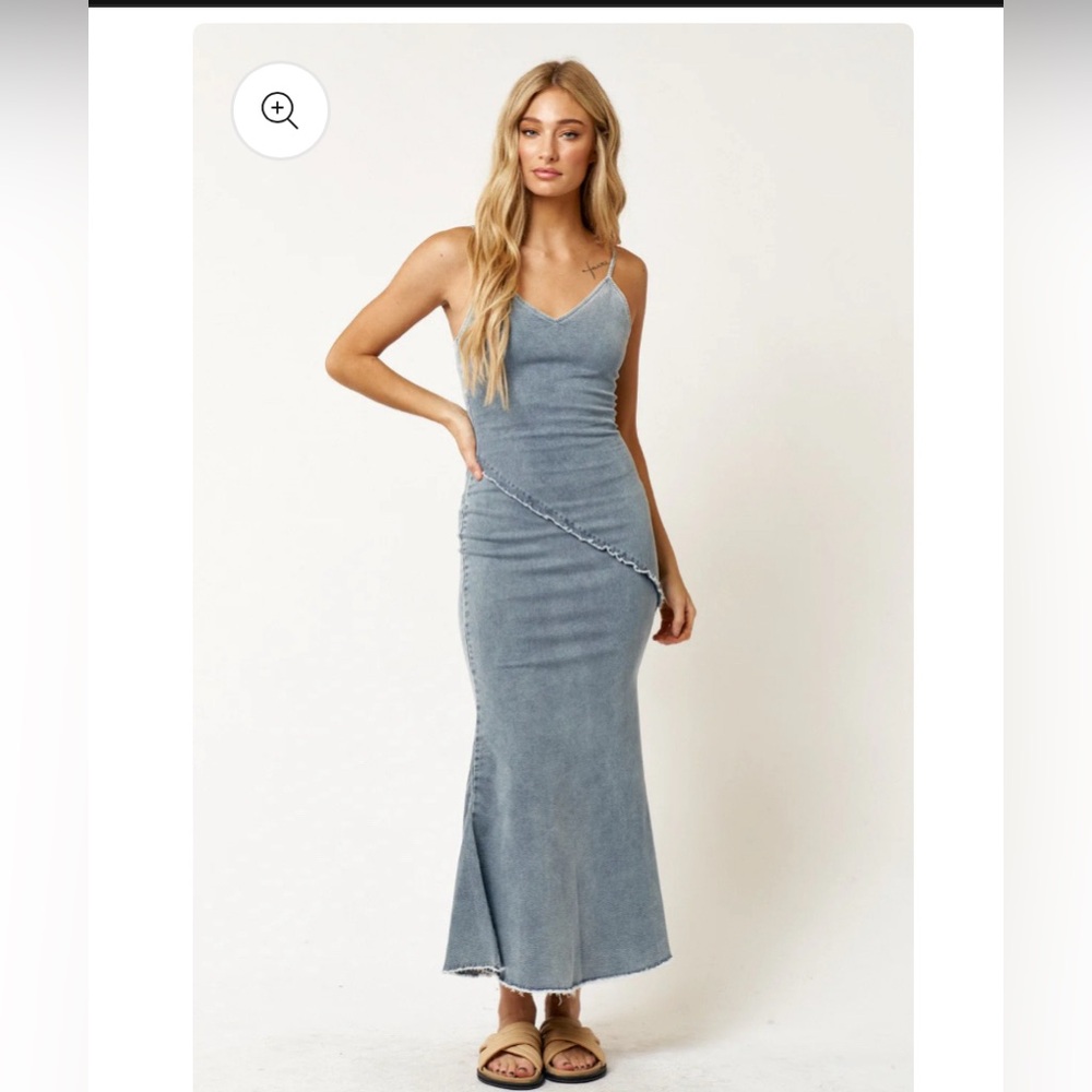 DEMI DENIM STRETCH MAXI DRESS